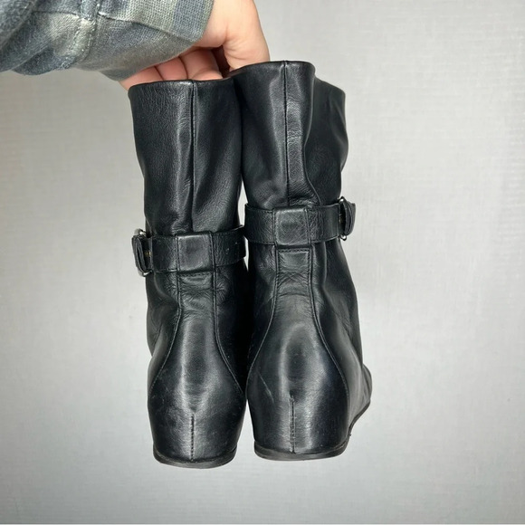 Stuart Weitzman | Black Slip On Wedge Heeled Bootie 6.5 - Picture 3 of 6
